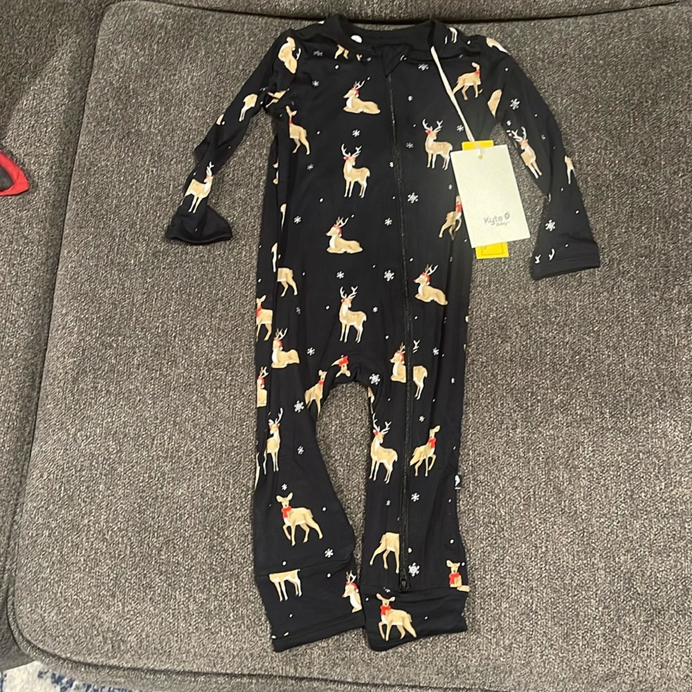 Midnight Reindeer Kyte Baby Zip Romper